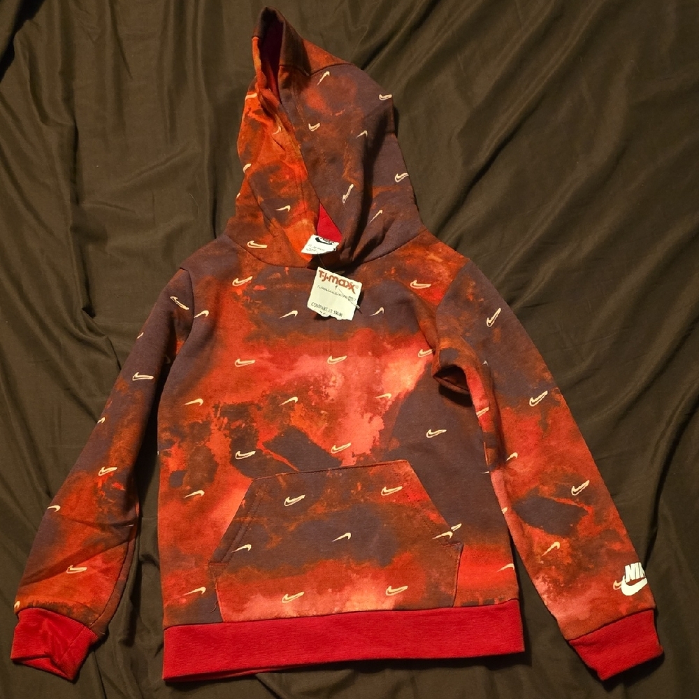 Nike Red and Black Patterned Hoodie